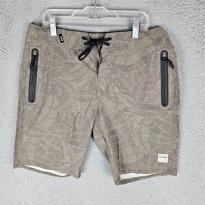 Dakine Board Shorts Mens 30 Green Leaf Print Stretch Zipper Pockets Swim Trunks